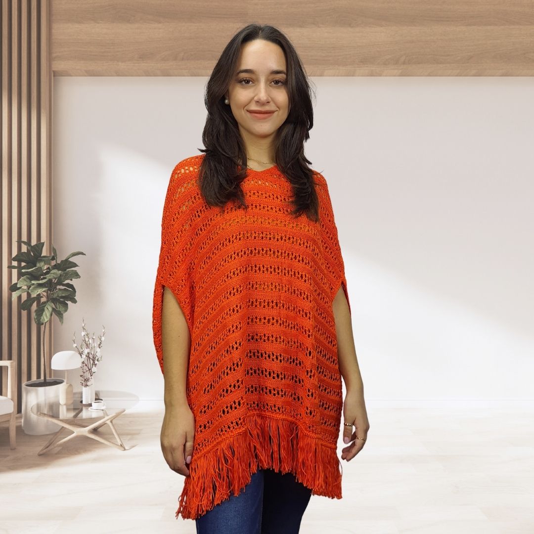 Poncho Vero Moda Naranja Style PENNY S/S KNIT(TP-EC-3)