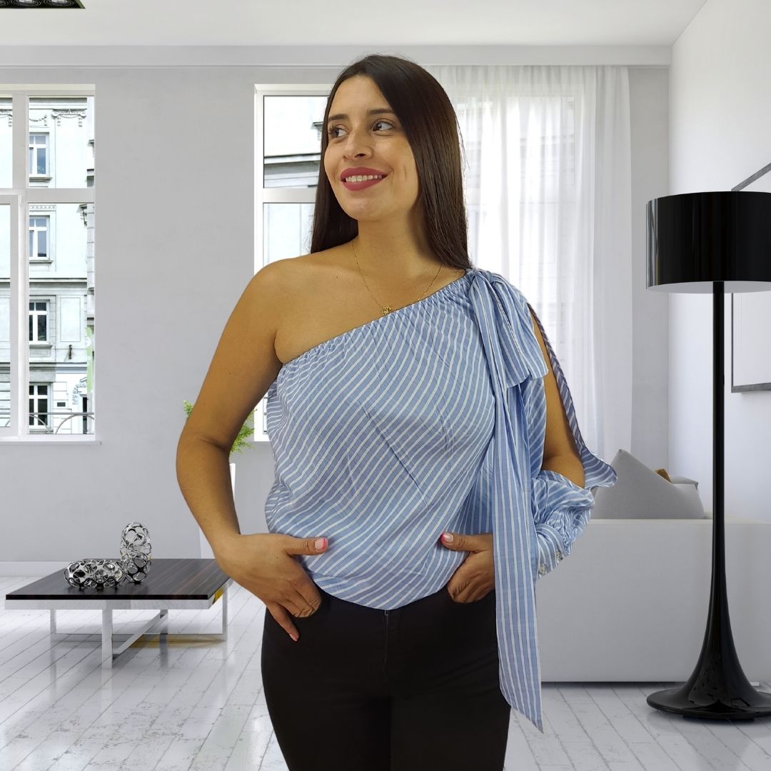 Blusa Vero Celeste Style Moda FARIY ONE SHOULDER S/L TOP(FL)