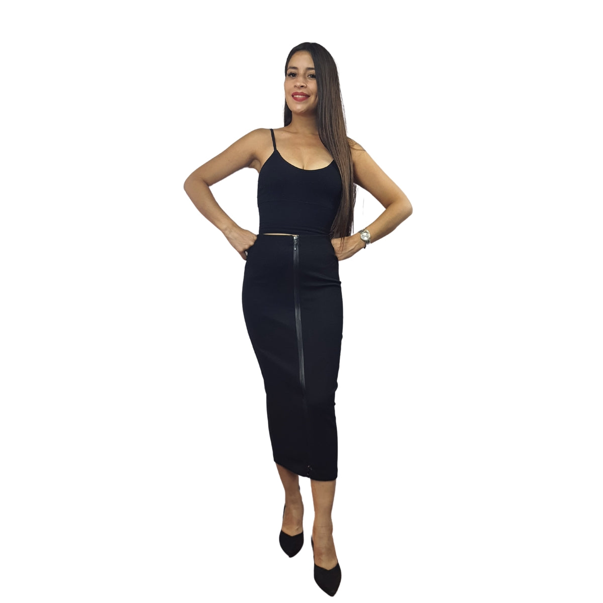 Falda Vero Moda Negro Style FREDA MIDI SKIRT(MW-ET-2)