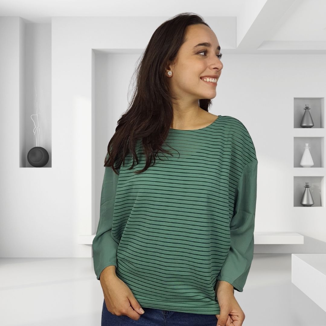 Blusa Vero Moda Verde Style ZENA 3/4 TOP(MW-EC-2)