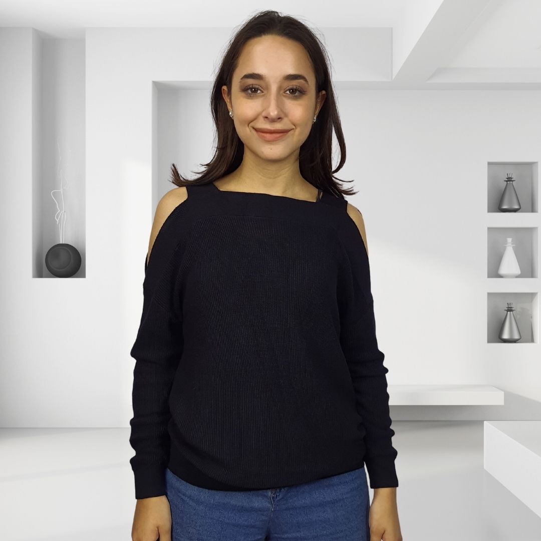 Blusa Vero Moda Negro Style ELLEN L/S KNIT(EL)