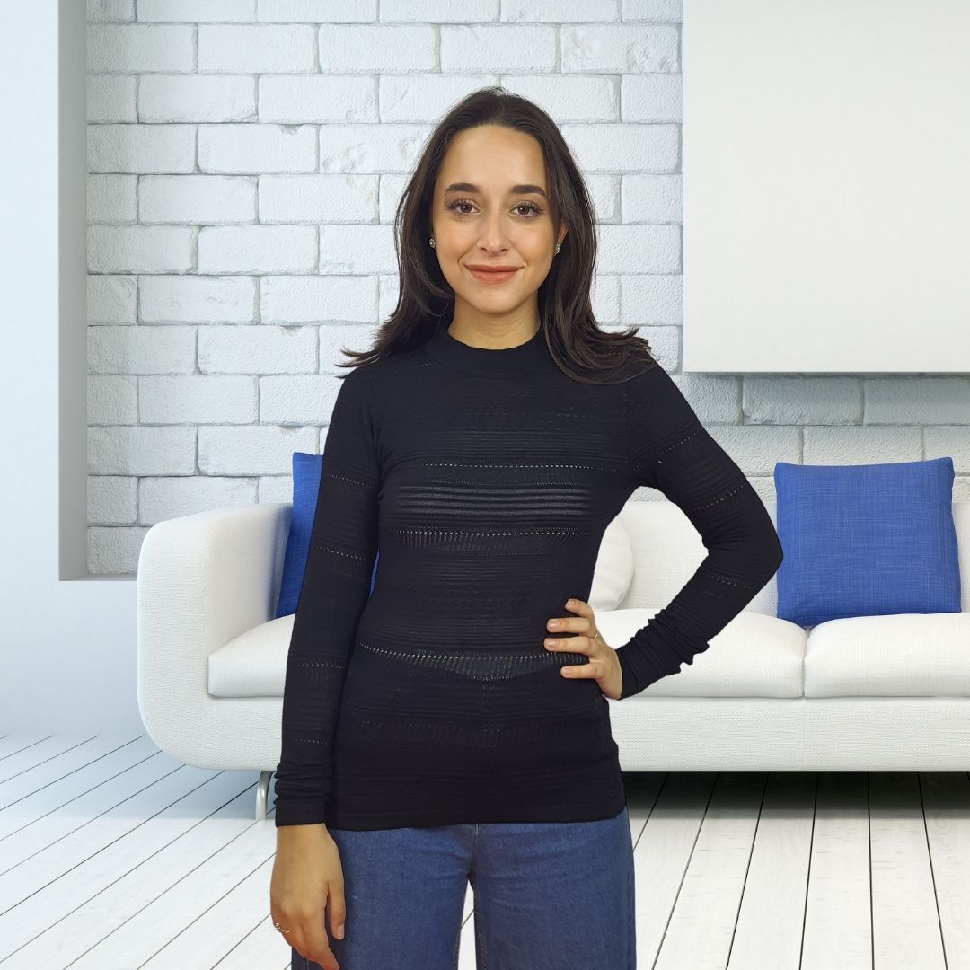 Blusa Vero Moda Negro Style MASAI L/S KNIT(EL)