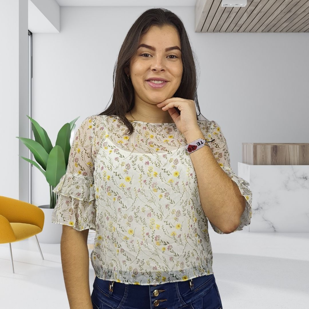 Blusa Vero Moda Blanco Style WILD FLOWERS 1/2 TOP SET(HH)