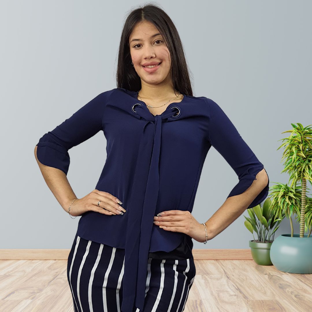 Blusa Vero Moda Azul Oscuro Style EILEEN 3/4 TOP(VMC-TP)