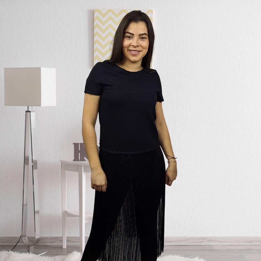 Blusa Vero Moda Negro Style TASSELS S/S TOP(TP-ET-3)