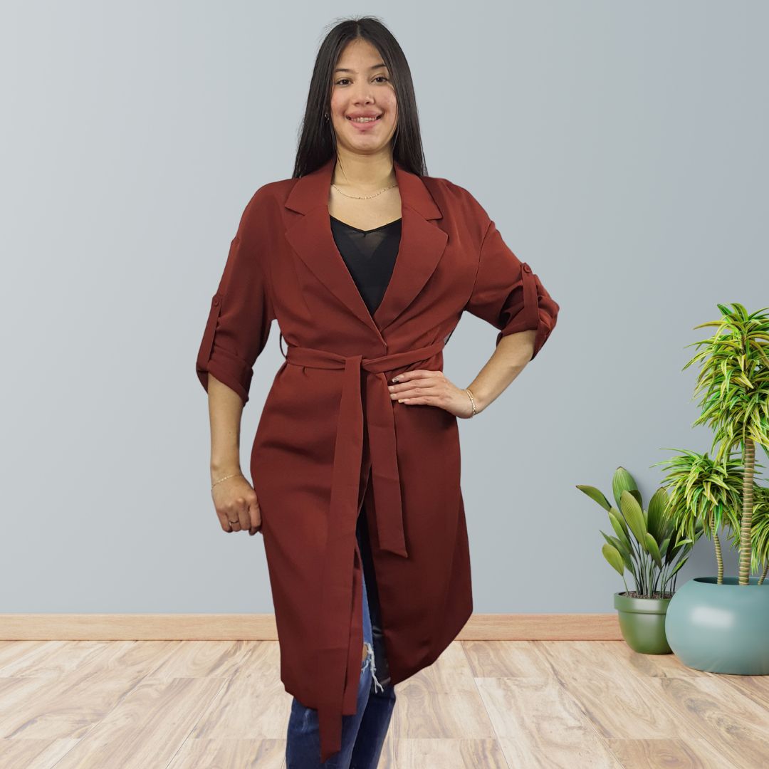 Blazer Vero Moda Burdeo Style JODI L/S COAT(NR) SIN CINTURON