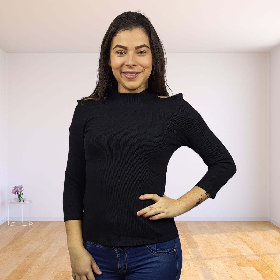 Blusa Vero Moda Negro Style MARS 3/4 TOP(UM)