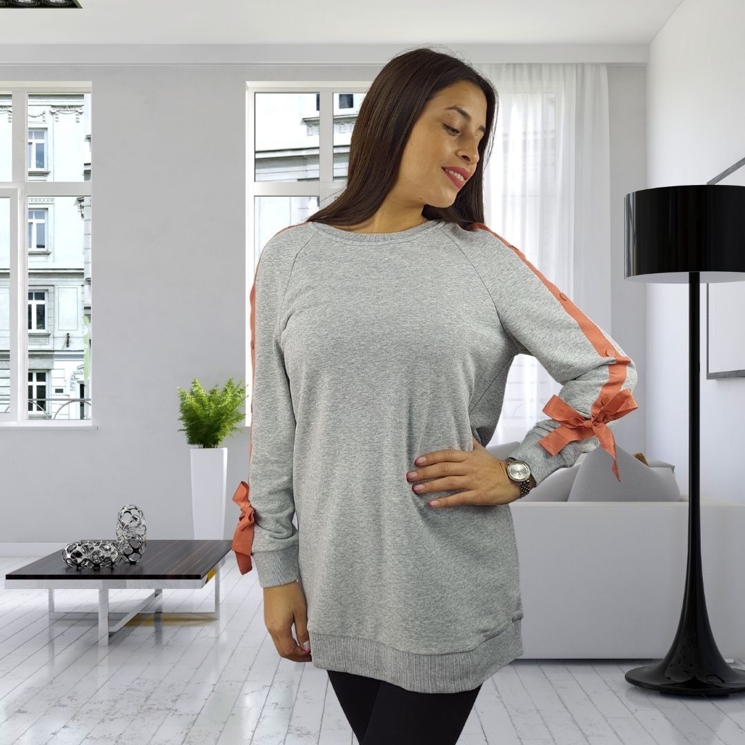 Sweater Vero Moda Gris Style BEATA L/S SWEAT(HOMEWEAR)