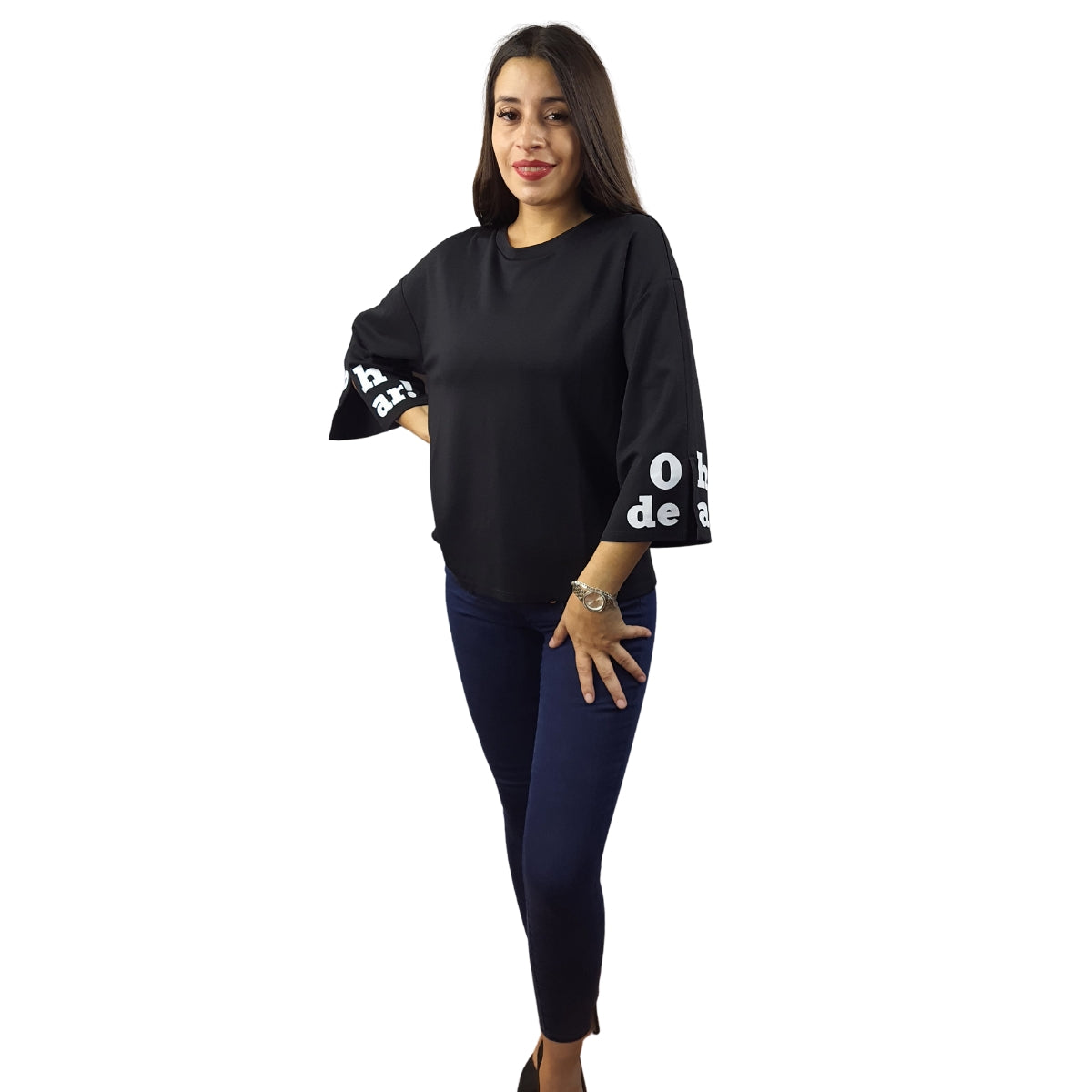 Polera Vero Moda Negro Style MAXI 3/4 TOP(NC)