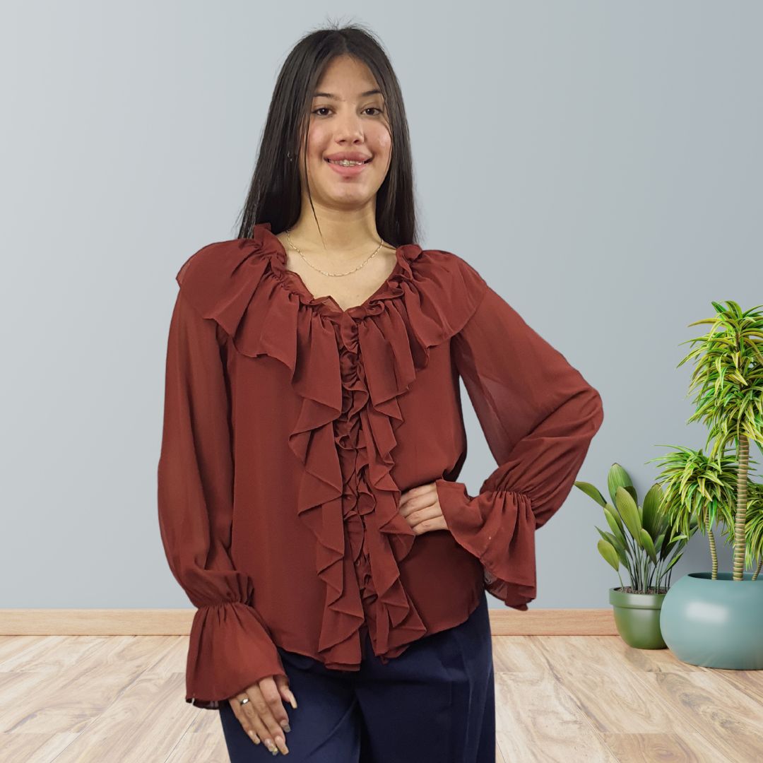 Blusa Vero Moda Marron Style BEST L/S SHIRT(NR)
