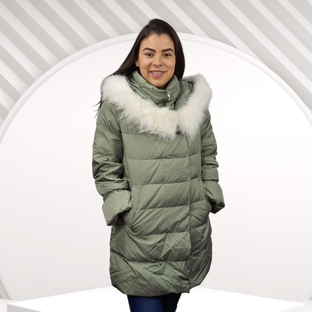 Parka Vero Moda Verde Claro Style TARTAN 3/4 DOWN COAT(PF)