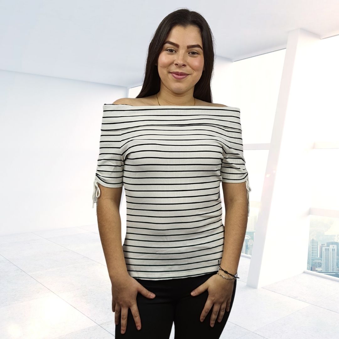 Blusa Vero Moda Blanco y Negro Style OFFO STRIPES S/S TOP(NC)