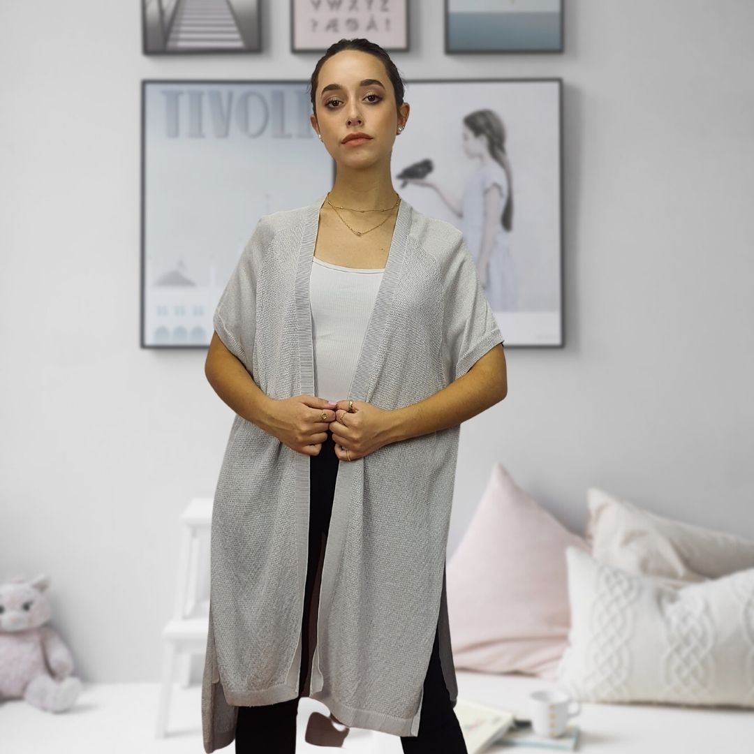 Tapado Veromoda Gris Style DEBBY S/S KNIT CARDIGAN(NE-EC-2)