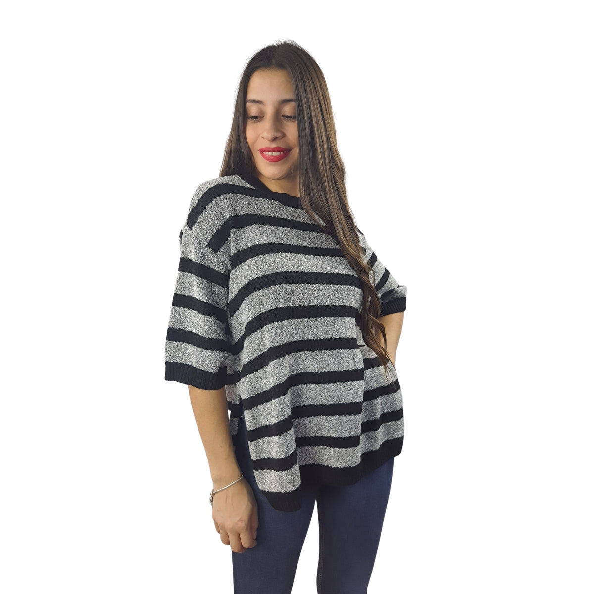 Sweater Vero Moda Gris Style BELLE 3/4 KNIT(NL)