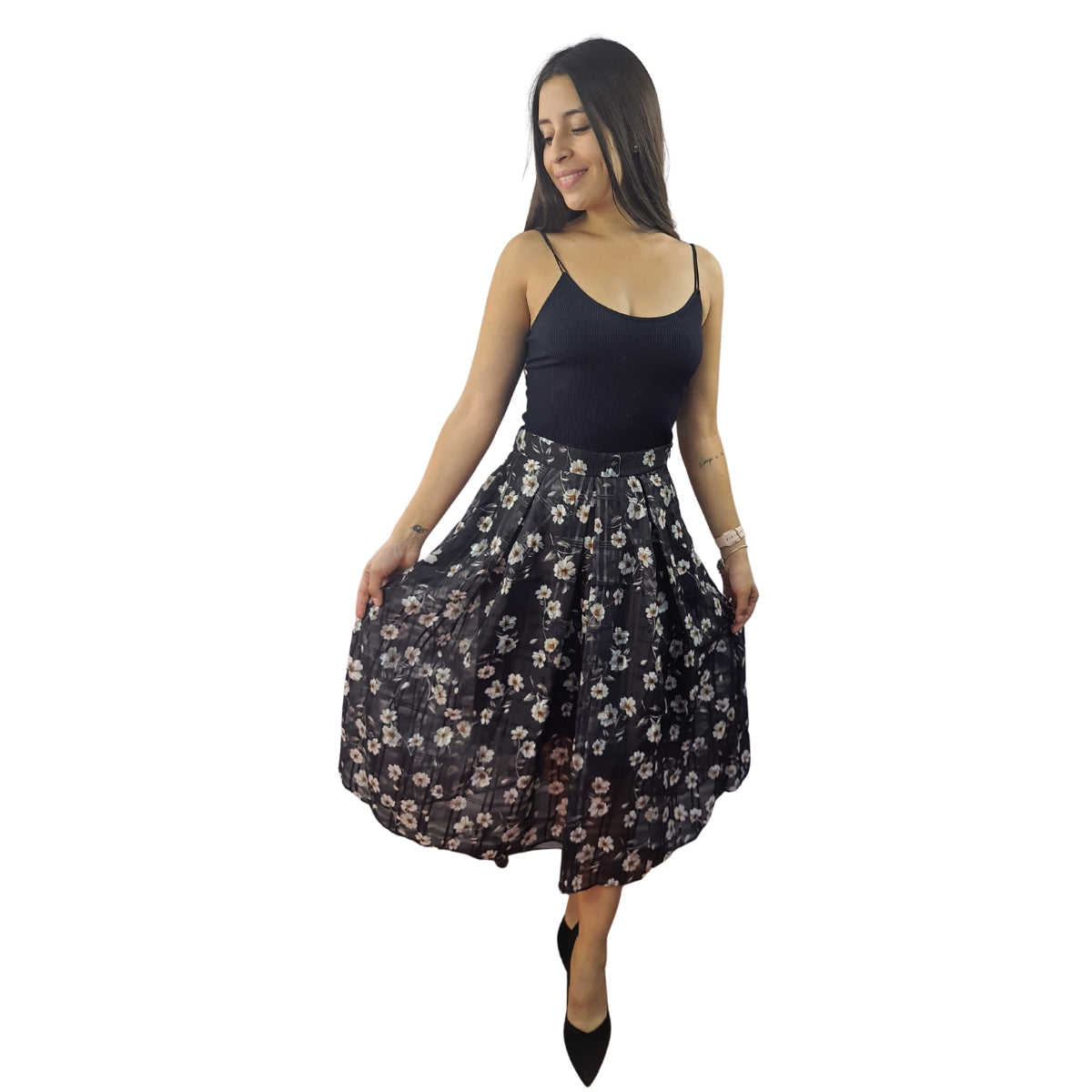 Falda Vero Moda Negro Style JULIA MIDI SKIRT(VMC-BN-ET-3)