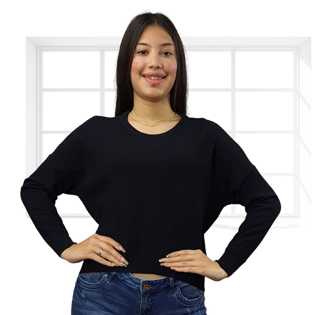 Sweater Vero Moda Negro Style POPCORN L/S KNIT(BN-EC-1)