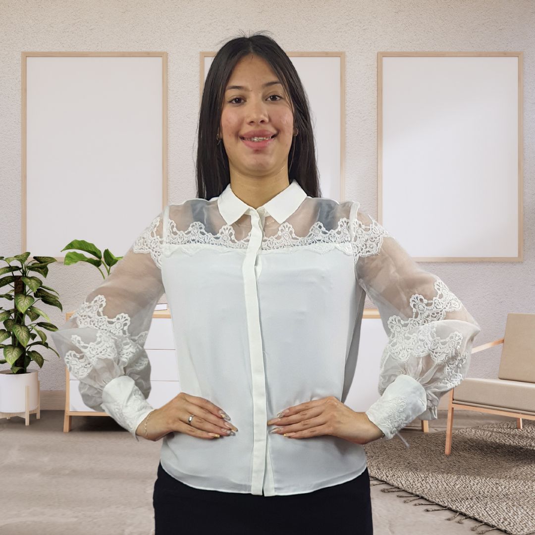 Blusa Vero Moda Blanco Style BELLA L/S SHIRT(VMC-DR)
