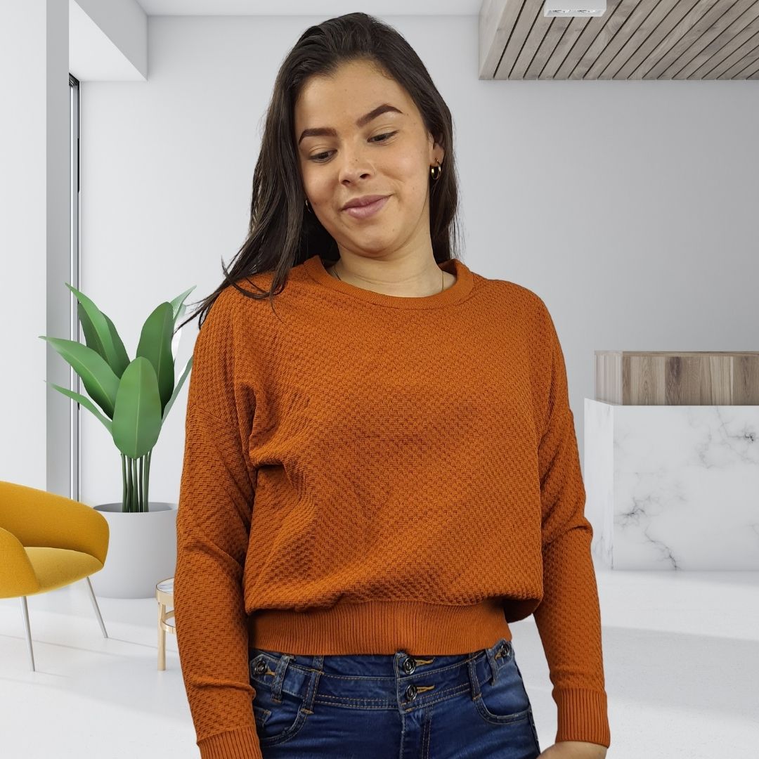 Sweater Vero Moda Marron Style POPCORN L/S KNIT(BN-EC-1)