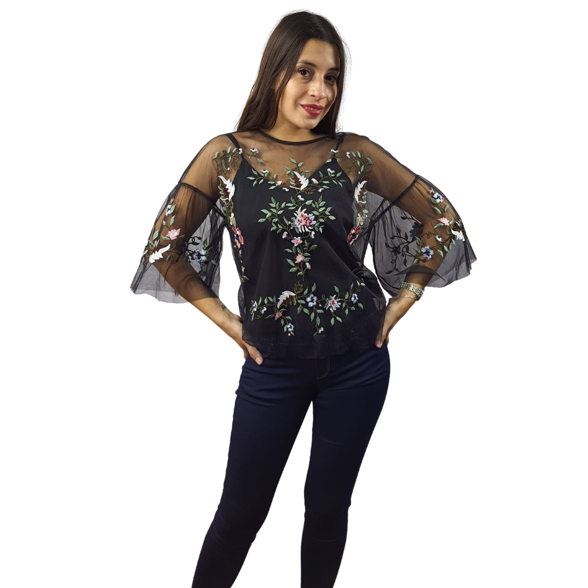 Blusa Vero Moda Negro Style MERIDA 3/4 JERSEY TOP(NR)
