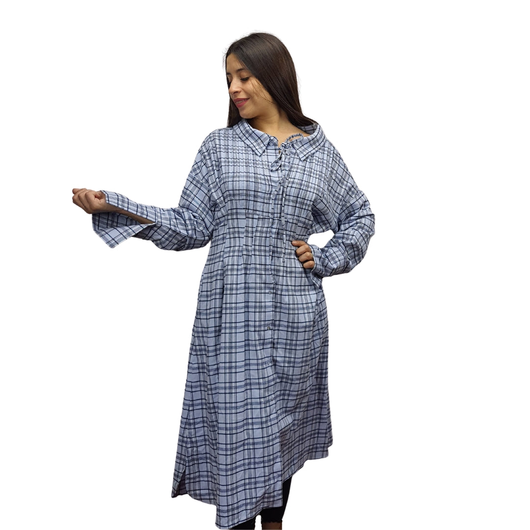 Vestido Vero Moda Azul Style PEANUT L/S SHIRT DRESS(LL)