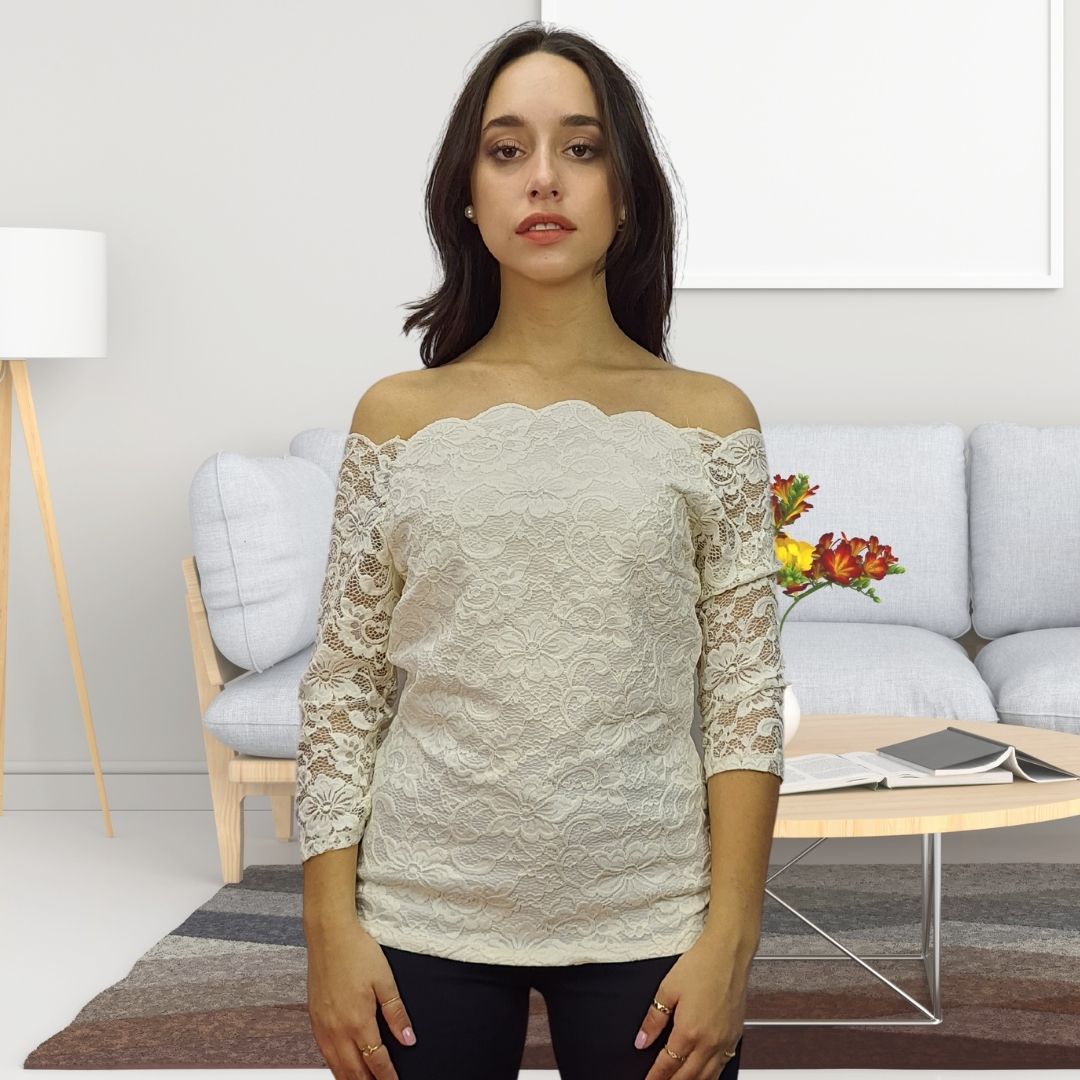 Blusa Vero Moda Beige Style RETAIL NICOLA 3/4 JERSEY TOP(BN)