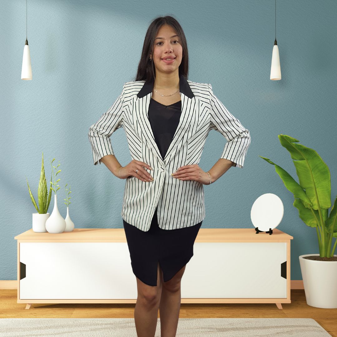 Blazer Vero Moda Blanco y Negro Style OLIVIA 3/4 BLAZER(MM)