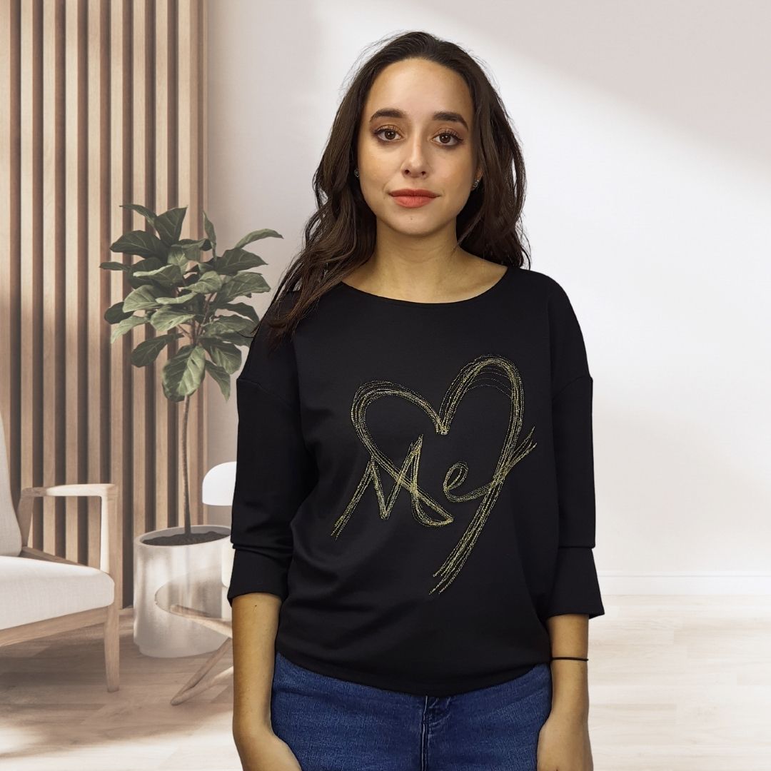 Blusa Vero Moda Negro Style JOANNA 3/4 TOP(MM)