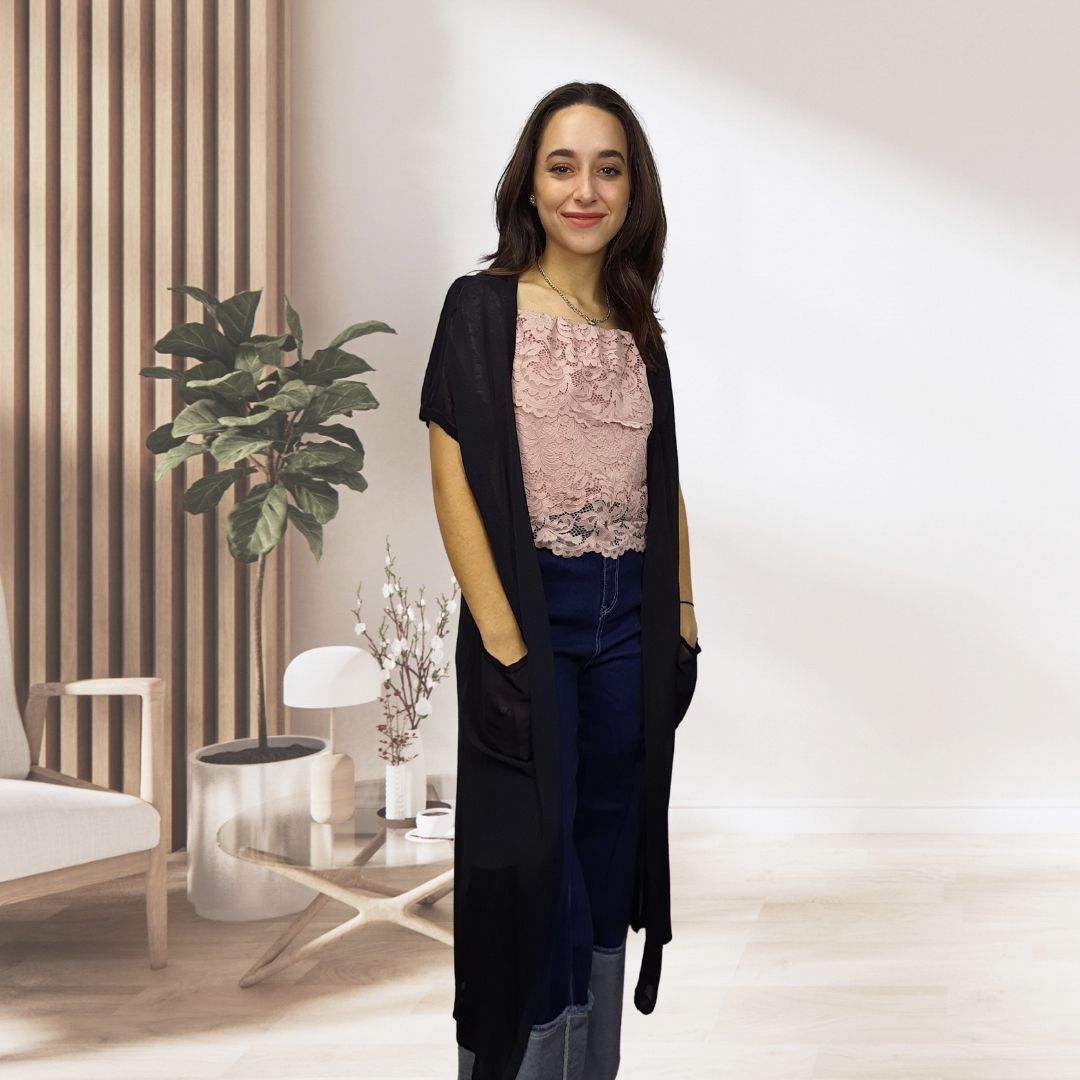 Tapado Vero Moda Negro Style YETTA LONG KNIT CARDIGAN(VMC-NE-EC-3)