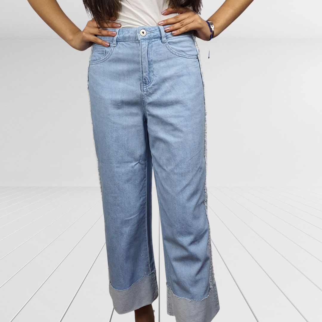 Jeans Vero Moda Azul Claro Style SHANGHAI JAX 7/8 HW LOOSE JEANS(LL)