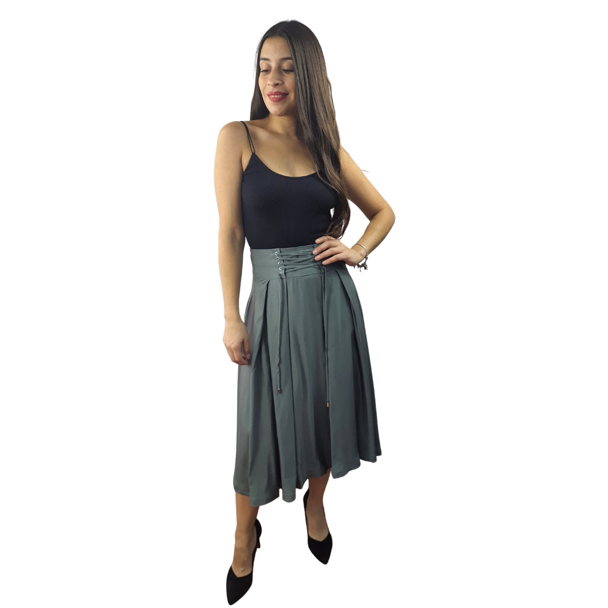Falda Vero Moda Verde Style ARIA SOFT MIDI SKIRT(VMC-LL)