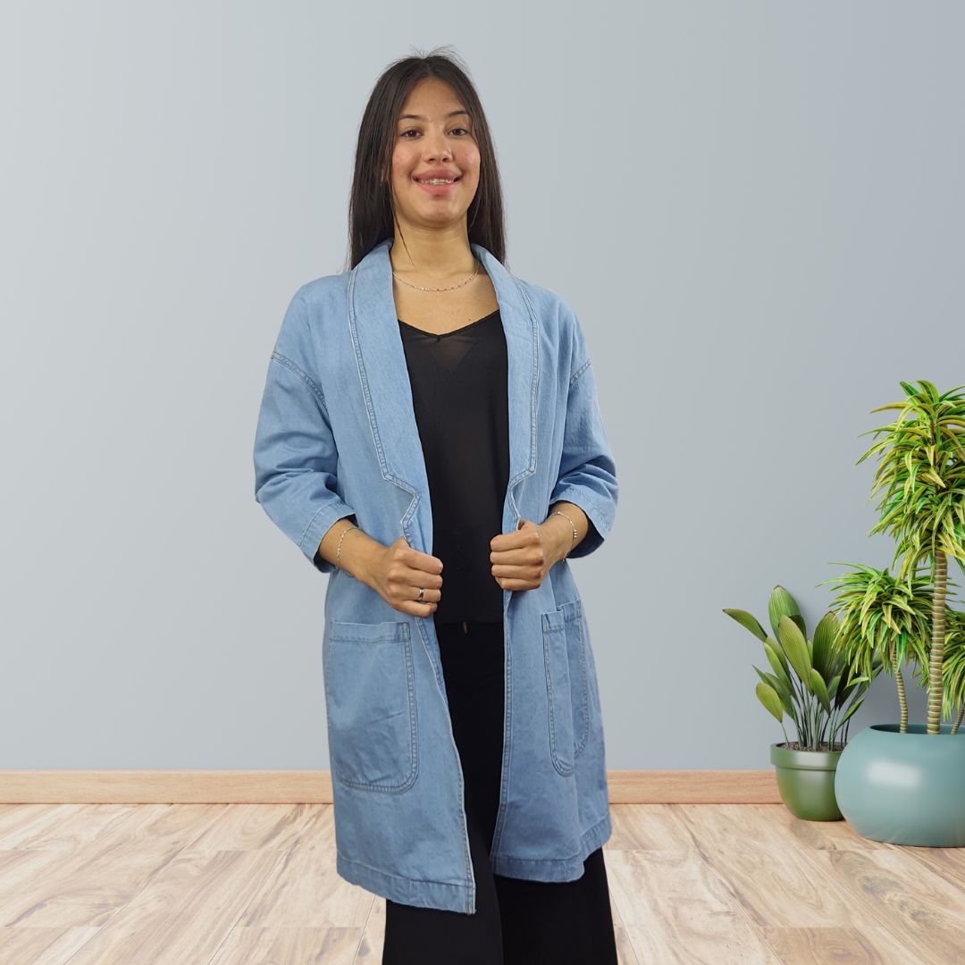 Blazer Vero Moda Azul Claro Style PURE 7/8 SLEEVE DENIM BLAZER(PM-ET-3)