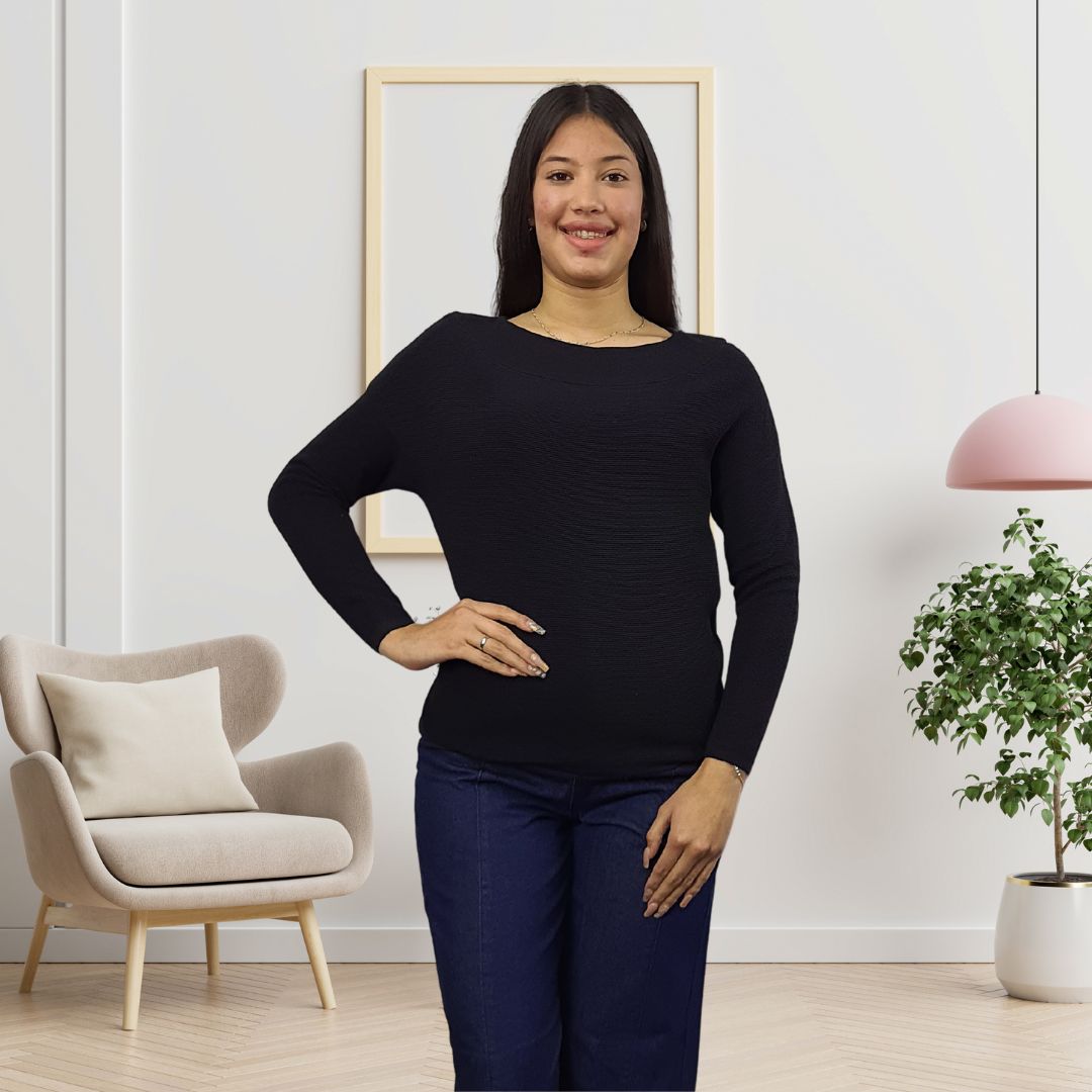 Blusa Vero Moda Negro Style JEFF L/S KNIT(RN)