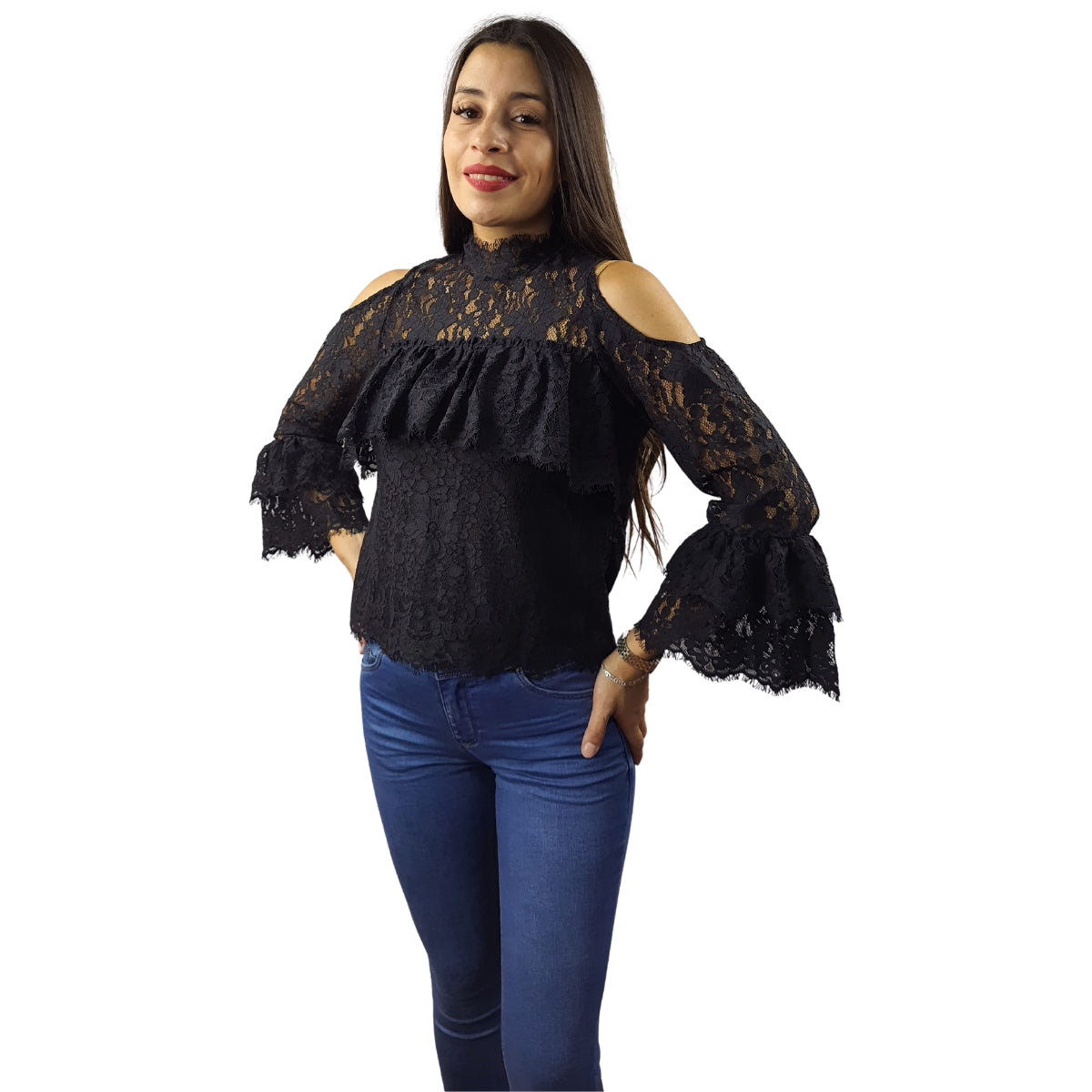 Blusa Vero Moda Negro Style SCOTT 7/8 TOP(NR)