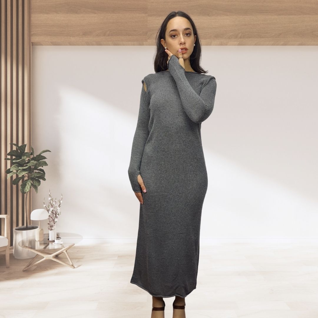 Vestido Vero Moda Gris Style ARA LS KNIT DRESS(MW-EC-2)