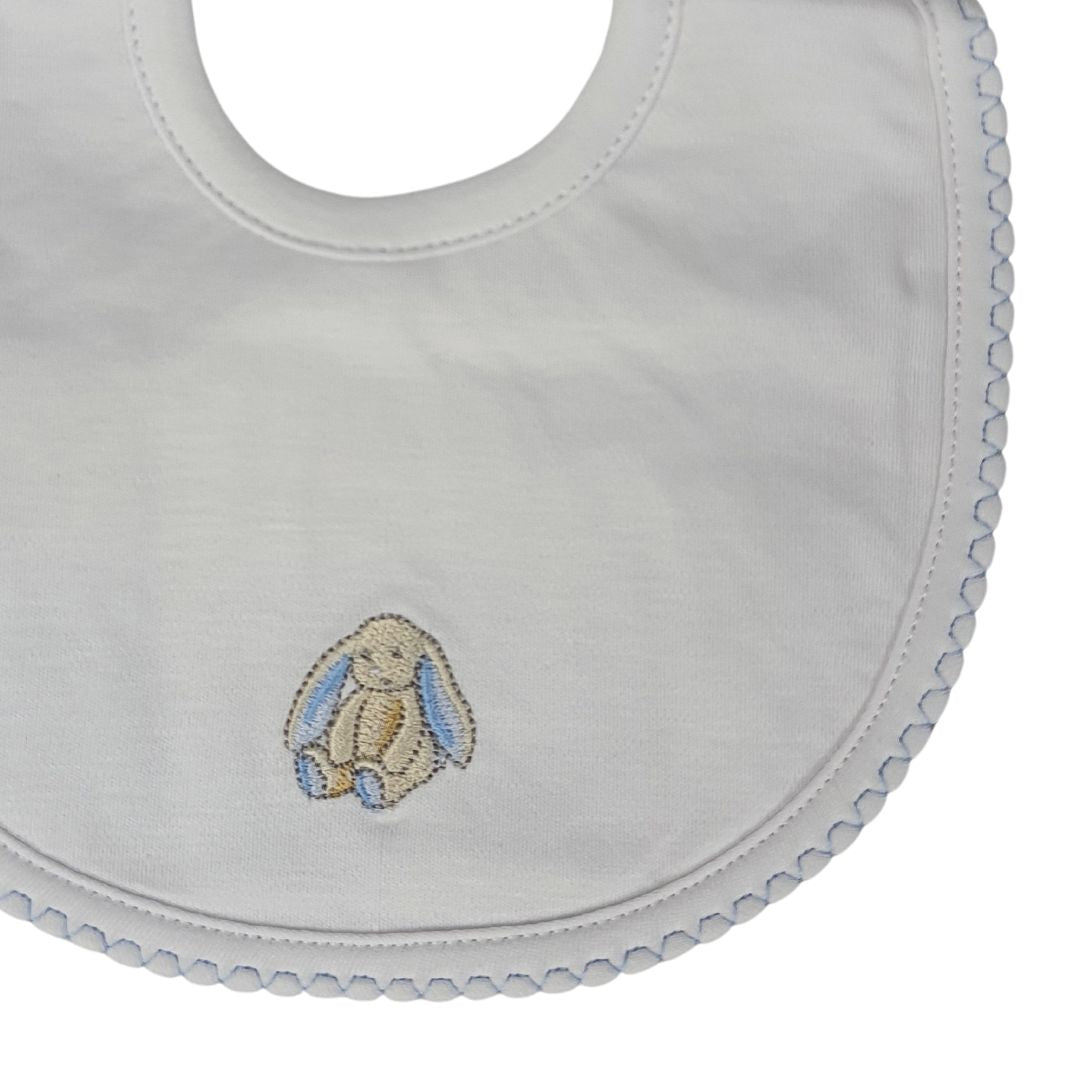 Babero Babycottons Charlie Rabbit Rever Small Bco Celeste