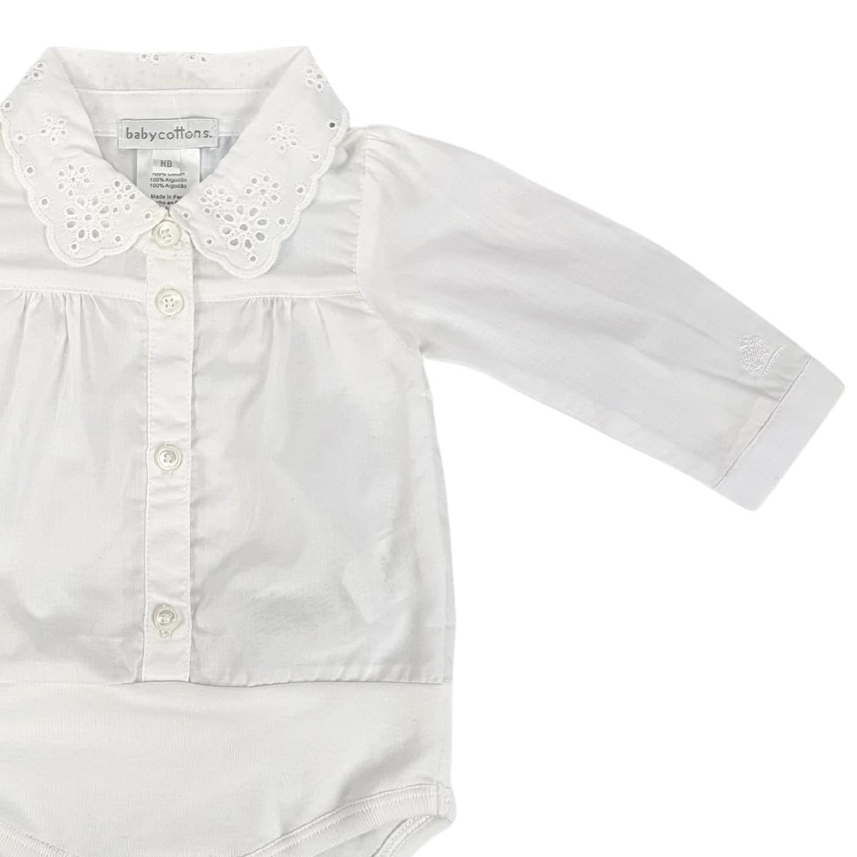 Body Babycottons Blusa Pto Plano ML Pima Blanco
