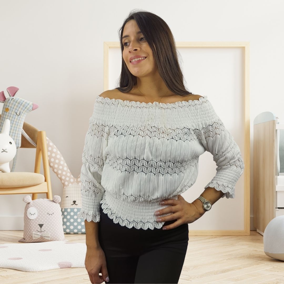 Top Vero moda Blanco Style NIMO 3/4 TOP(RN)