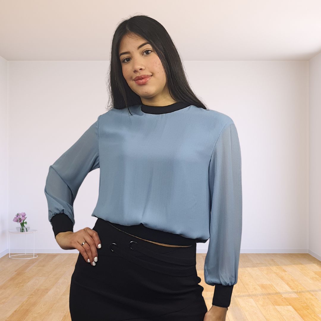 Blusa Vero Moda Celeste Style EMILY L/S TOP(VMC-NC)