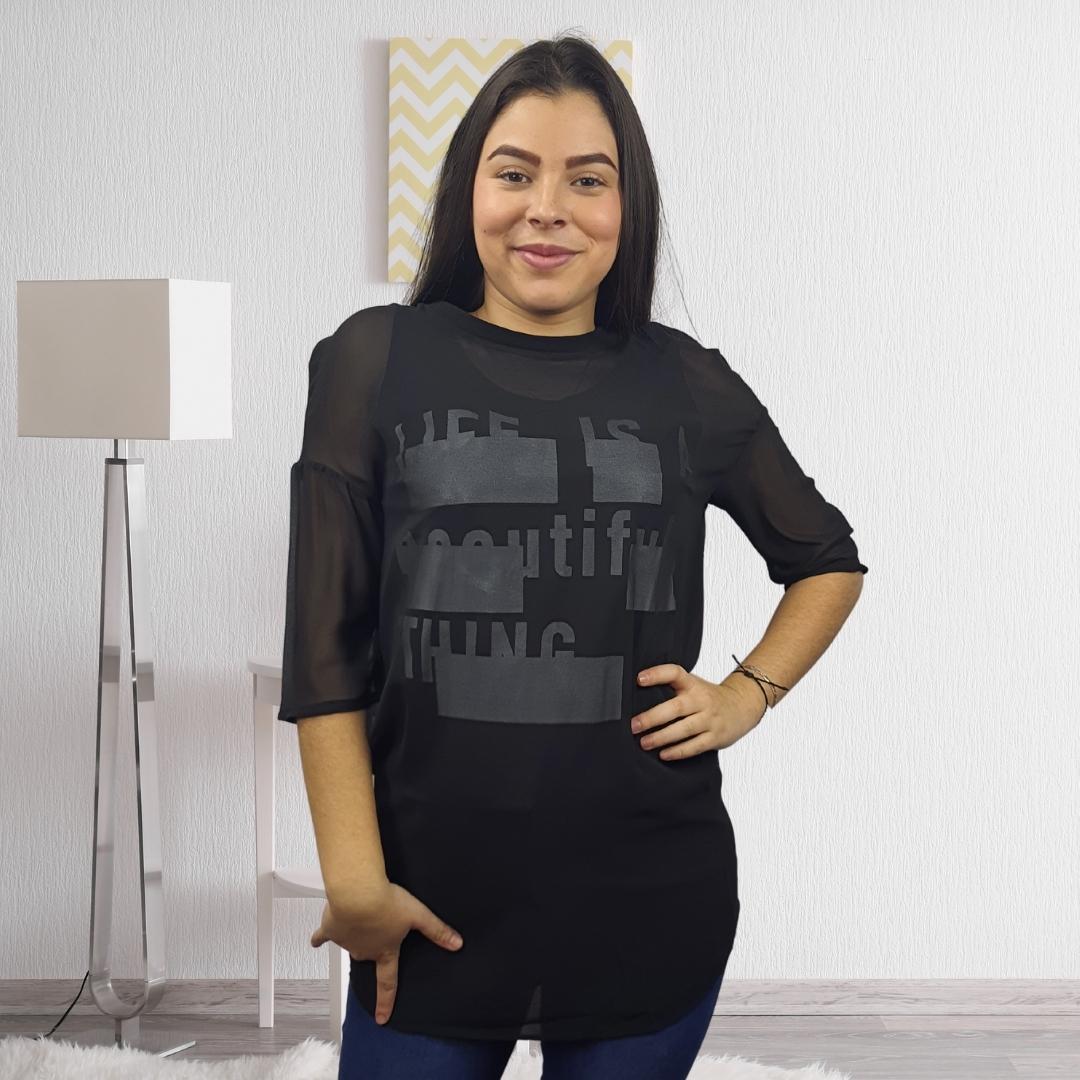 Blusa Vero Moda Negro Style HEARTPULP 3/4 TOP SET(PM-EC-2)