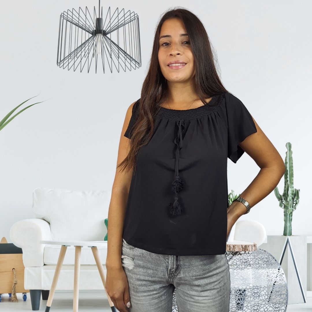Top Vero Moda Negro Style PAM OFF SHOULDER S/S TOP(HH)