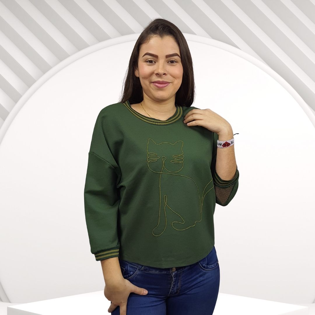 Blusa Vero Moda Verde Style YARN 3/4 TOP(PM-CT-2)