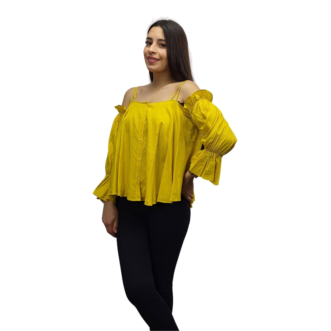 Blusa Vero Moda Mostaza Style FOREST 3/4 SHIRT(BJ)