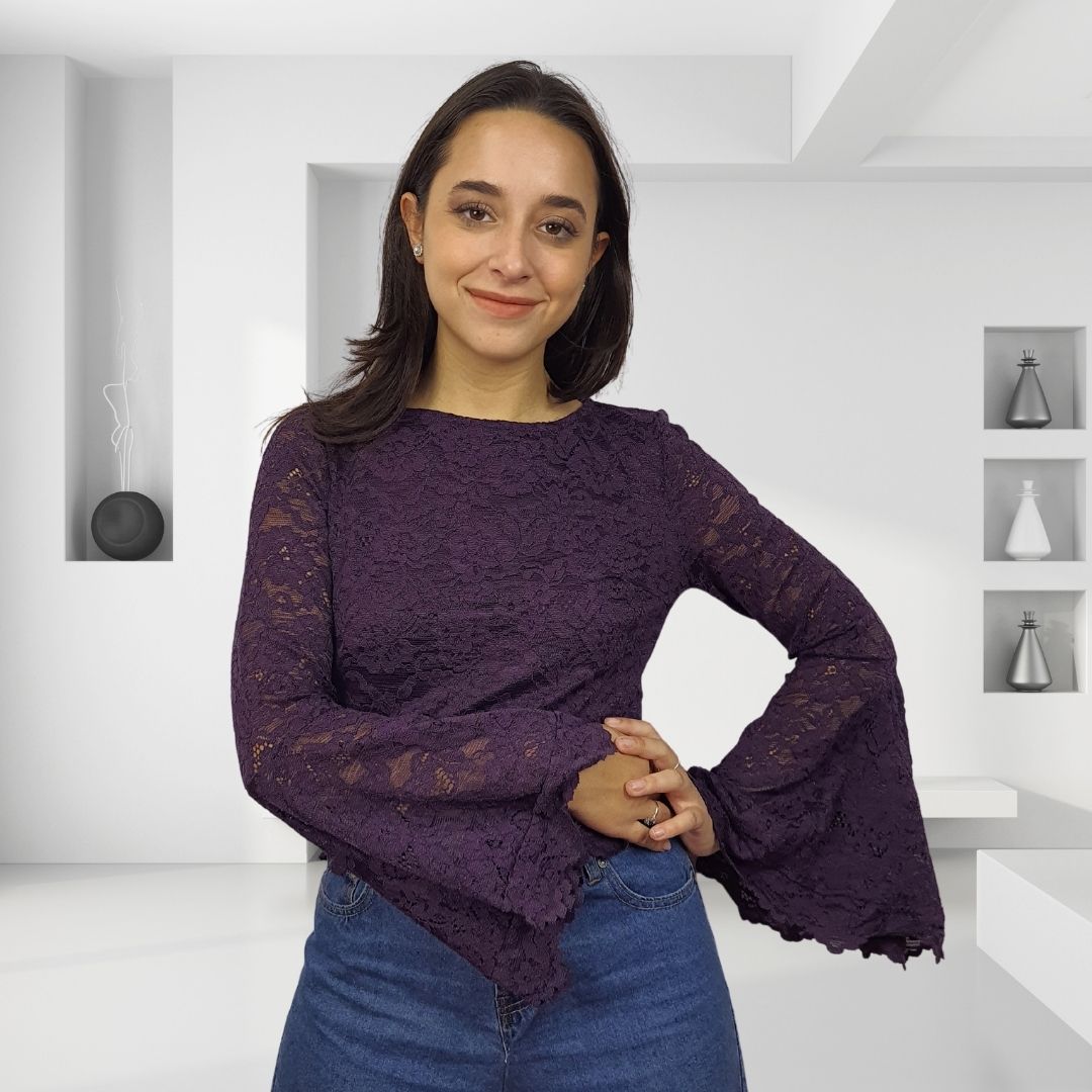 Blusa Vero moda Morado Style KAMA L/S TOP(BT)