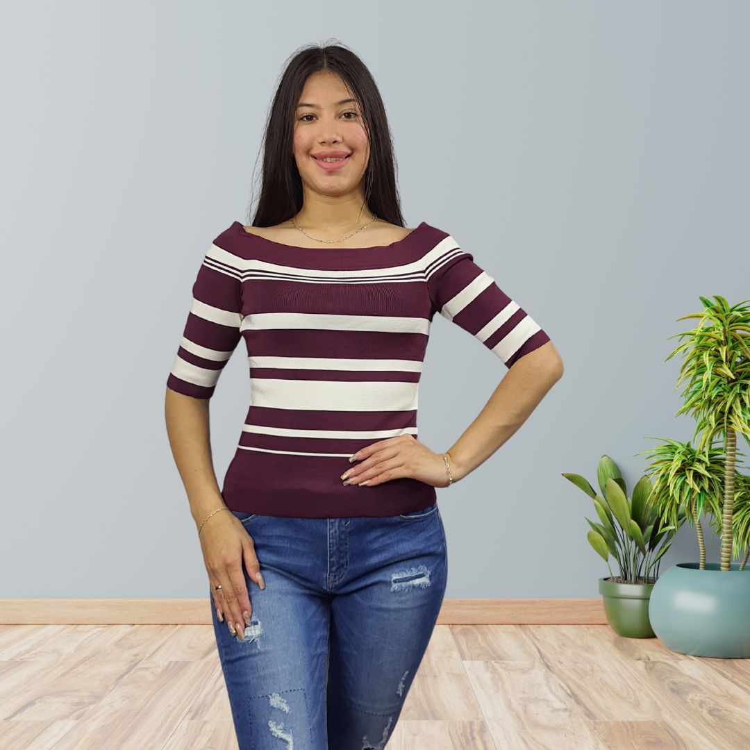 Blusa Vero Moda Burdeo Style VIVIAN 1/2 KNIT(TP)
