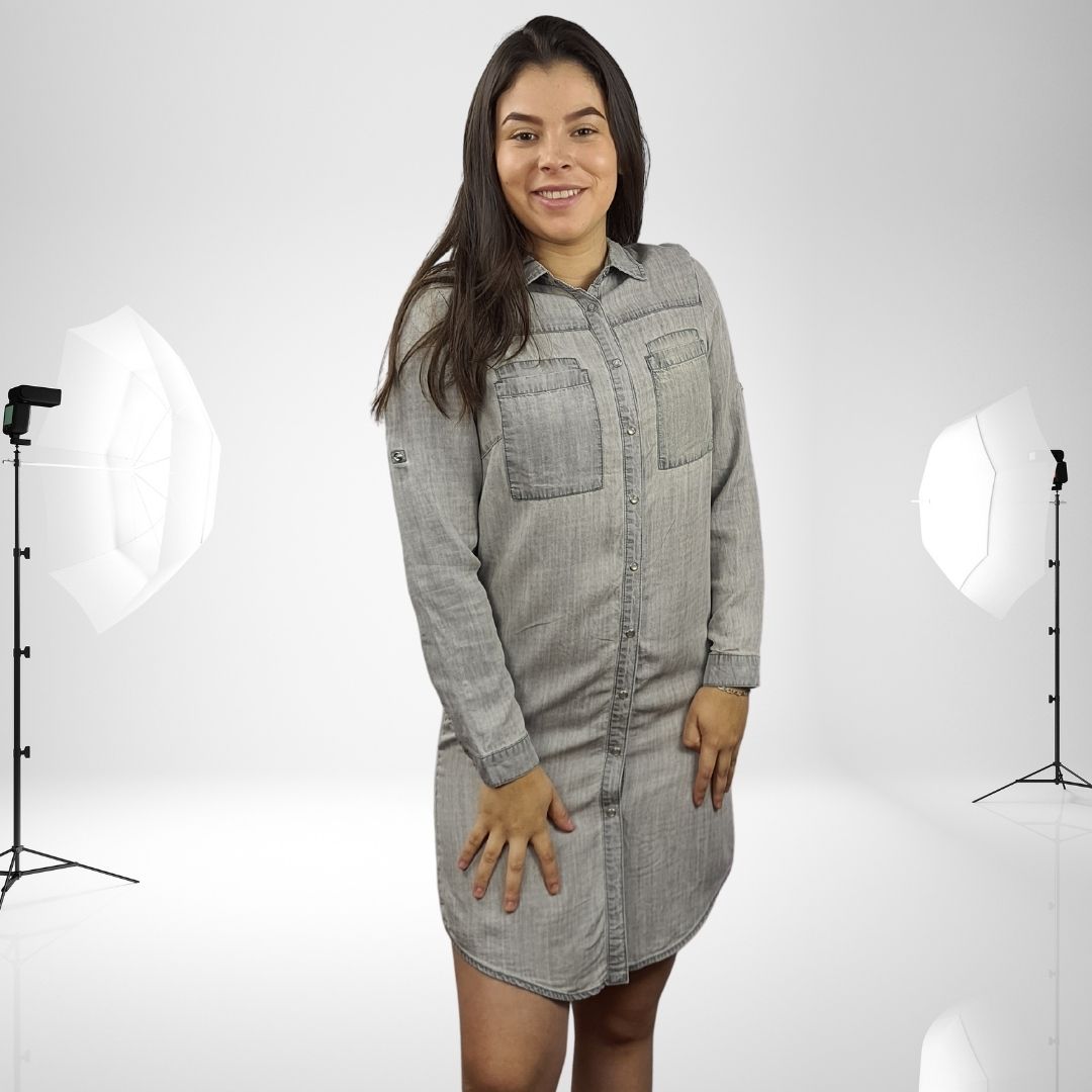 Camisa Vero Moda Gris Style PIPPER L/S DENIM SHIRT(MW-CT-2)