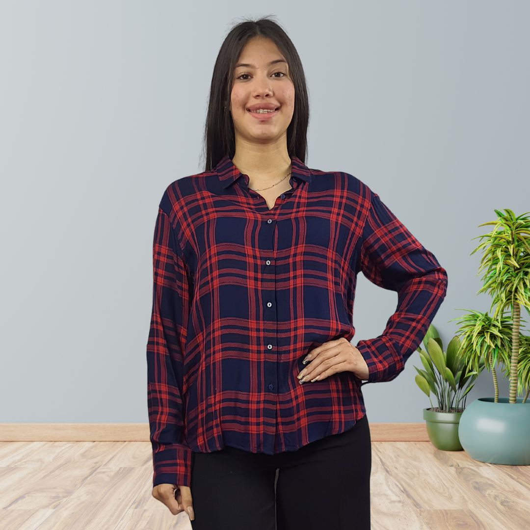 Blusa Vero Moda Azul Style WISTARIA MULTI TARTAN L/S SHIRT(SL)