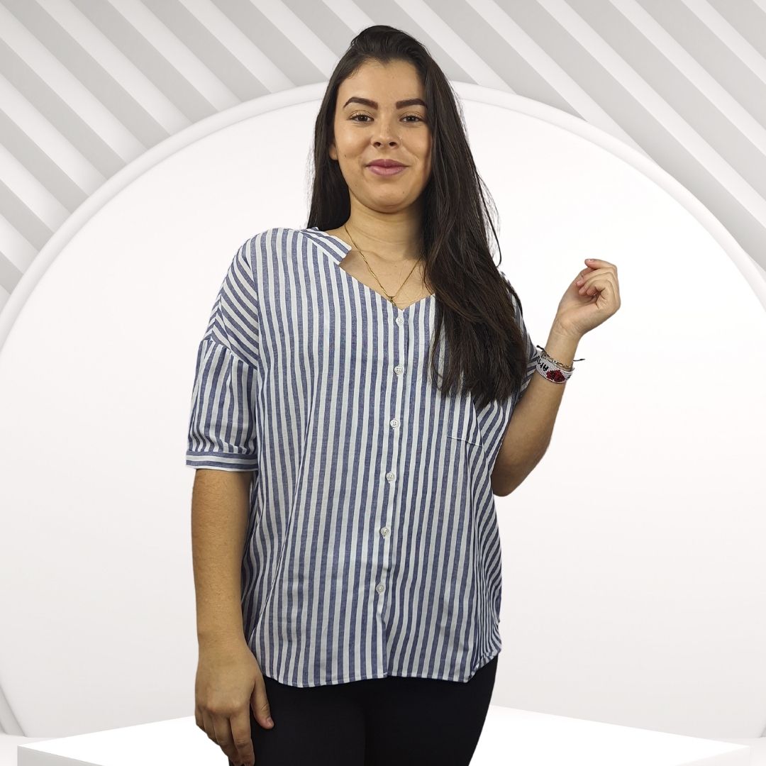 Blusa Vero Moda Azul Style UEMURA 1/2 SHIRT(MM)-OR