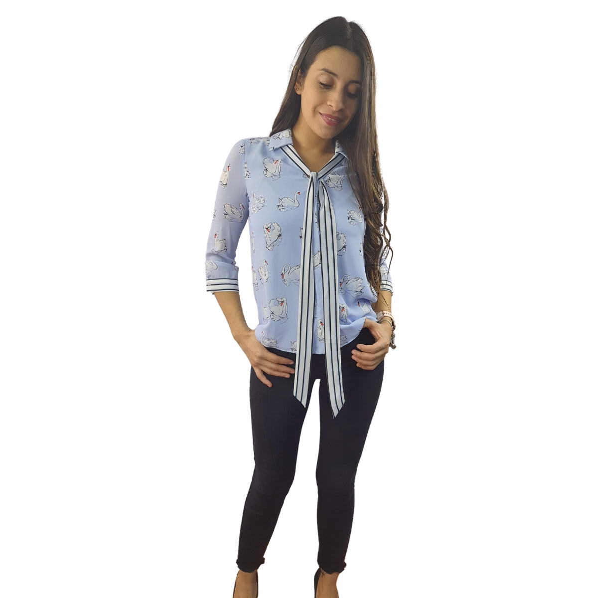 Blusa Vero Moda Azul Claro Style ANIMAL YOKO 3/4 SHIRT(BJ)
