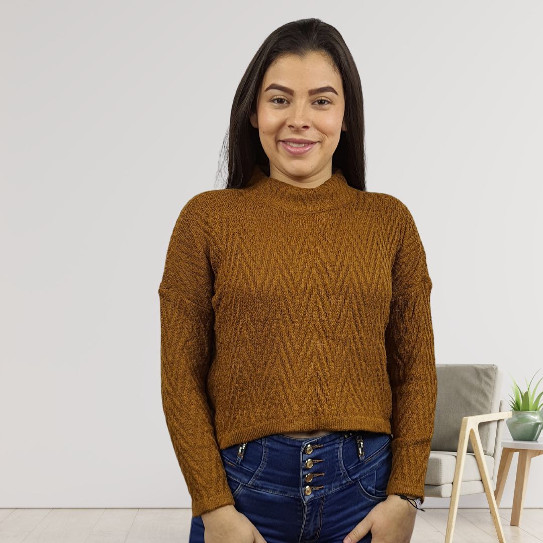 Sweater Vero Moda Marron Style POSH FAVOR L/S KNIT(AL)