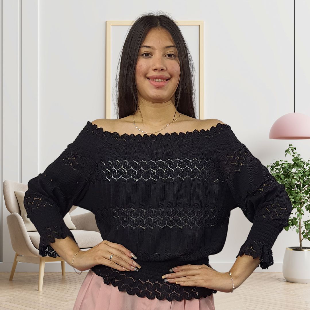 Top Vero Moda Negro Style NIMO 3/4 TOP(RN)